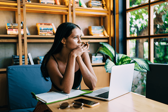 Woman in her 20s on a probation period with her new company